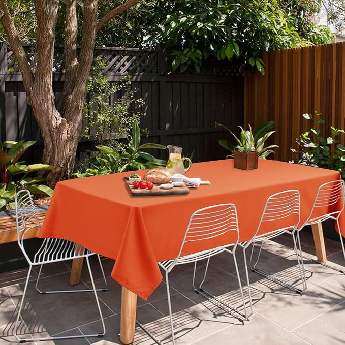 Hiasan Small Tablecloth for Square Tables - Waterproof and Spillproof Washable Fabric Table Cloth for Dining Room Thanksgiving Party (Pumpkin Orange, 40 x 40 Inch)