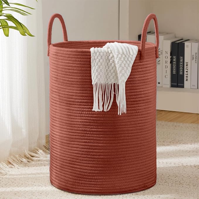 Laundry Hamper Basket, Woven 58L Tall Laundry Basket for Blanket Organizer- Clothes Hamper Baby Nursery Hamper for Blanket Storage in Bedroom