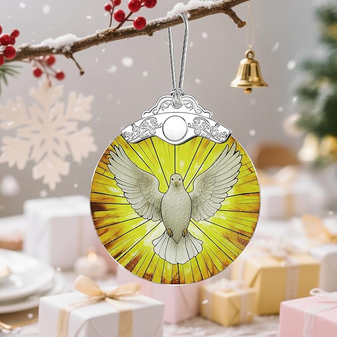 Stained Glass Dove Ornament: Christian Christmas Ornament, Christmas Tree Ornament, Religious Home Decor, Gifts for Christian, Religious Gifts, Gift Exchange, Gift Idea