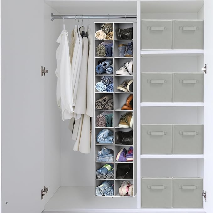 Simple Houseware Hanging Closet Organizers 20 Section Shoe Shelves, Gray