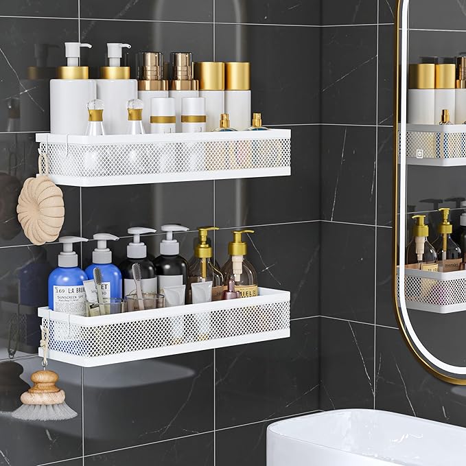 PUSDON Metal Wall Hanging Basket 2 Packs DIY Suitable for Multiple Scenes - Large White Netting Set