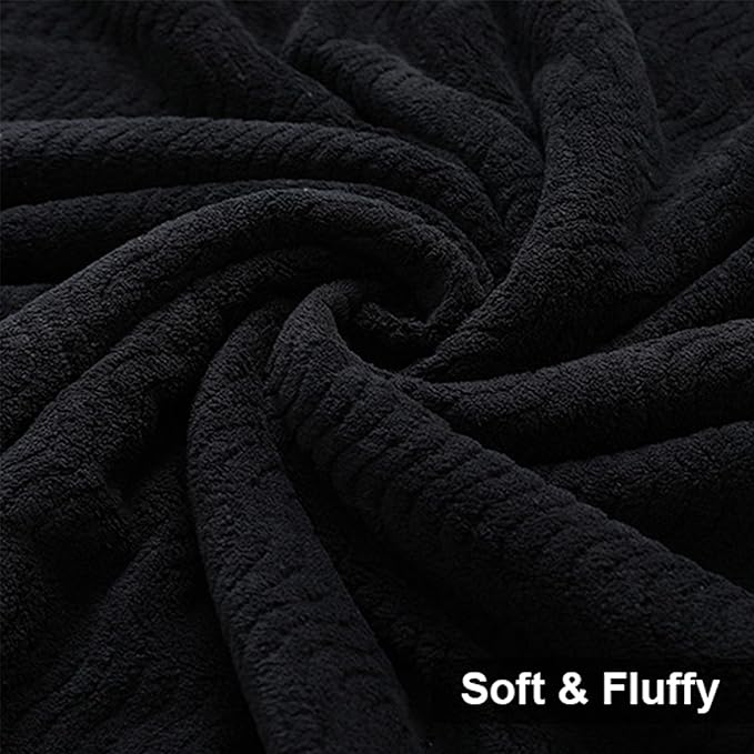 Ultra Soft 8 Piece Textured Bath Towel Set for Bathroom Shower Pool, Kitchen, Quick Dry, Lightweight Highly Absorbent - 2 Oversized Bath Towel Sheets, 2 Hand Towels, 4 Washcloths - Black