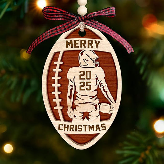 Football Player Ornament - Fantastic Football Ornament for Christmas Tree, Unique Christmas Ornaments 2025 for Sports Fans, Fun Gift for Fantasy Football Enthusiasts, Festive Sports-Themed Decor