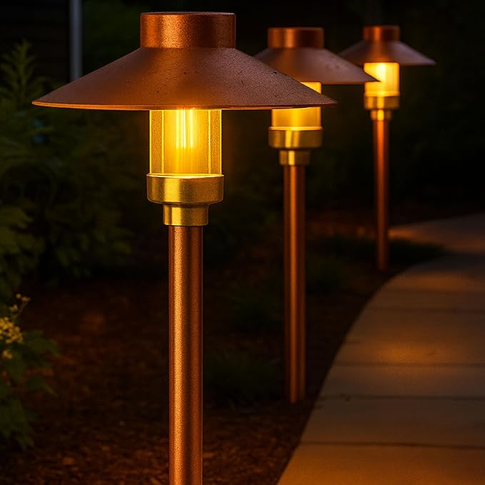 LED Pathway 126 Landscape Light (4 Pack) 12V Solid Copper Low Voltage 4W G4 LED Light Bulb Included Outdoor Mushroom Security Garden Patio Area Light for Beautiful Bright Long Lasting