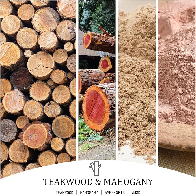 Teakwood & Mahogany Scented Candle, Large 30oz Natural Soy Candles, 4-Wick 80 Hour Burn Time, Home Fragrance Candles Housewarming Gift for Women Men