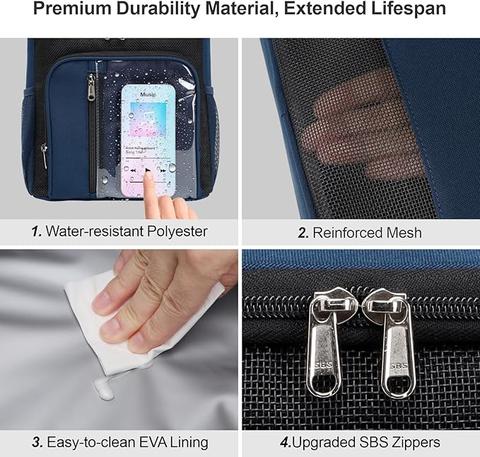 F-color Hanging Shower Caddy Portable - College Dorm Essentials for Guys with Hooks, Quick-Dry Shower Bag for Dorm Travel Gym Camping Essentials, Water-Resistant with Multiple Pockets, Dark Blue