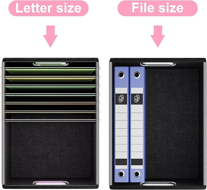 Huolewa Portable Leather File Organizer Boxes with Lids, Office Document Boxes Organizer, Filing Boxes, Decorative Small File Boxes for Hanging Files, File Cabinet for Office/Home - 4 Pack