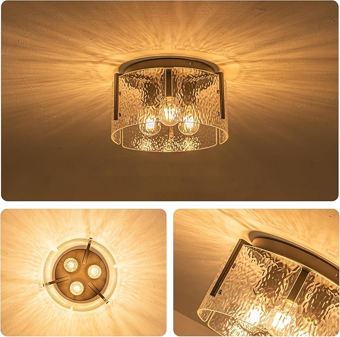 MAYNA Modern Black Semi Flush Mount Ceiling Light Fixture, 3-Light Hallway Light Fixtures Ceiling Mount, Dimmable Kitchen Lighting Fixtures Ceiling Lights for Bedroom Bathroom Dining Room Entryway