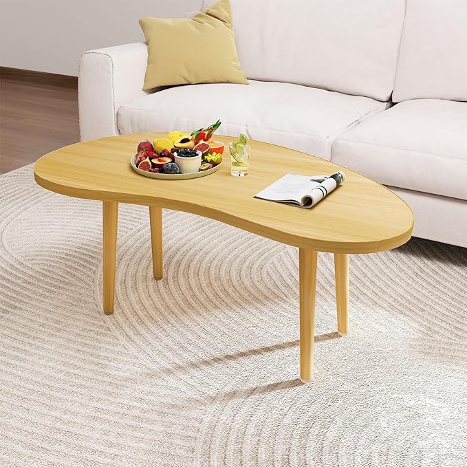 Mango Coffee Table Low Table with 4 Solid Wood Sturdy Legs, Floor Table Desk for Sitting on The Floor, Storage and Living Room Furniture (Natural)
