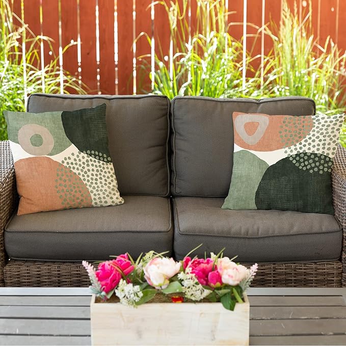 Jartinle Mid Century Modern Throw Pillow Covers 18x18 Set of 4 Boho Aesthetic Geometric Pillow Covers for Outdoor Couch Sofa Minimalist Home Deco