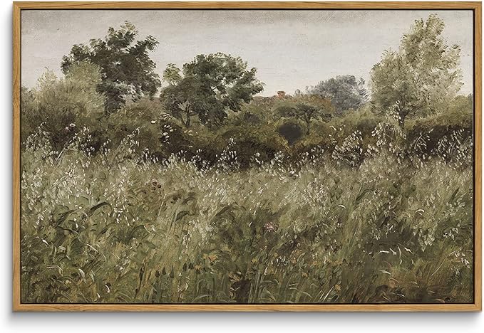 InSimSea Framed Canvas Wall Art Vintage Decor, Room Decor Wilderness Field Paintings Large Canvas Wall Art Prints, Nature Scenery Kitchen Bathroom Bedroom Decor, 16"x24"