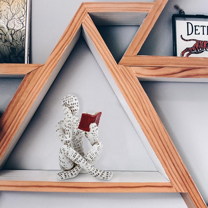 puthiac Modern Bookshelf Decor - Reading Women Figurine Sculpture Thinker Statue - Modern Abstract Home Decor for Living Room, Office, Bedroom