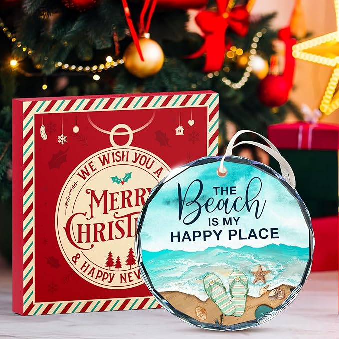 Beach Christmas Ornaments - Delightful Set of Beach Themed Ornaments for Tree, Coastal Christmas Tree Decorations, Perfect for Those Who Love The Ocean, Unique Beachy Gifts for Christmas