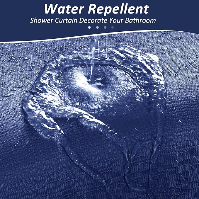 Naturoom Classic Blue Shower Curtains for Bathroom,Ombre Cloth Fabric Shower Curtain Set with 12 Hooks Denim Blue Bathroom Decor 72 x 72