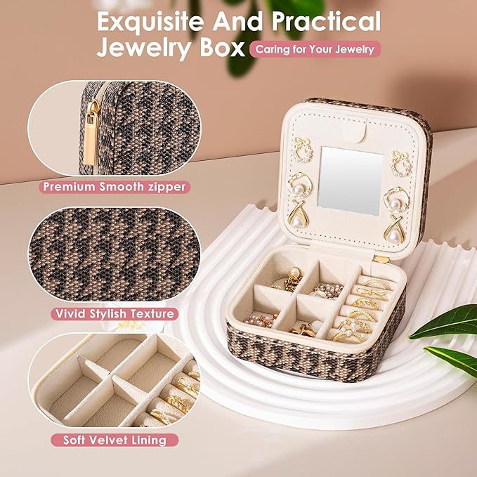 Snake Print Jewelry Box, Animal Print Travel Jewelry Bag for Women Girl, Trinket Box Organizer, Trendy Birthday Gradution Gift, Luxury