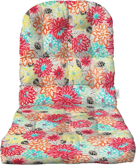 RSH DECOR: Tufted Adirondack Chair Cushion | 42.5” x 21” | All-Weather Spun Fabric | Water and Fade-Resistant | Outdoor Cushion for Patio Furniture | Artistic Floral