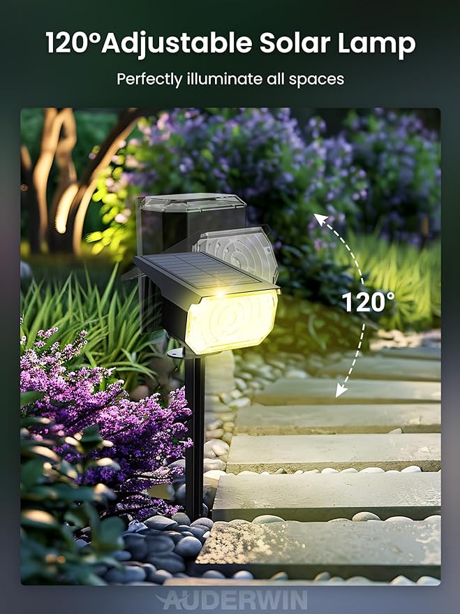 Color Changing Solar Spot Lights Outdoor, 9 Modes Colored RGB Solar Lights, IP67 Waterproof Landscape Spotlights for Holidays