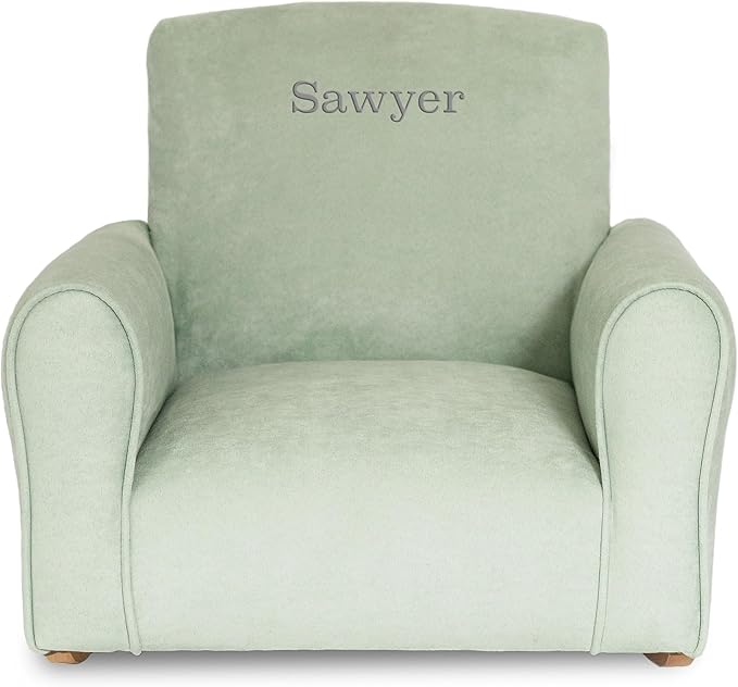 Generic Kids Personalized Chair, Personalized Kids Upholstered Rocking Chair, Toddler Chair with Personalized Name, Comfy Kids Armchair, Kids Chair with Personalization (Seafoam Green Suede, Rockers)