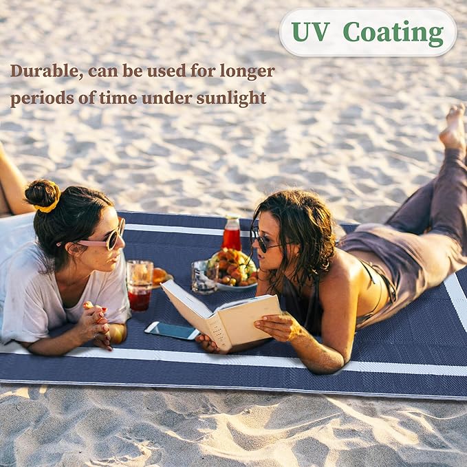 Ogrmar 8x10 FT Reversible Mats, Outdoor Rug for Patio Clearance, Waterproof Carpet, Plastic Straw Rug for Indoor Outdoor, Floor Mat&Rug for RV Porch Camping Backyard Deck Balcony Beach Trailer (Blue)