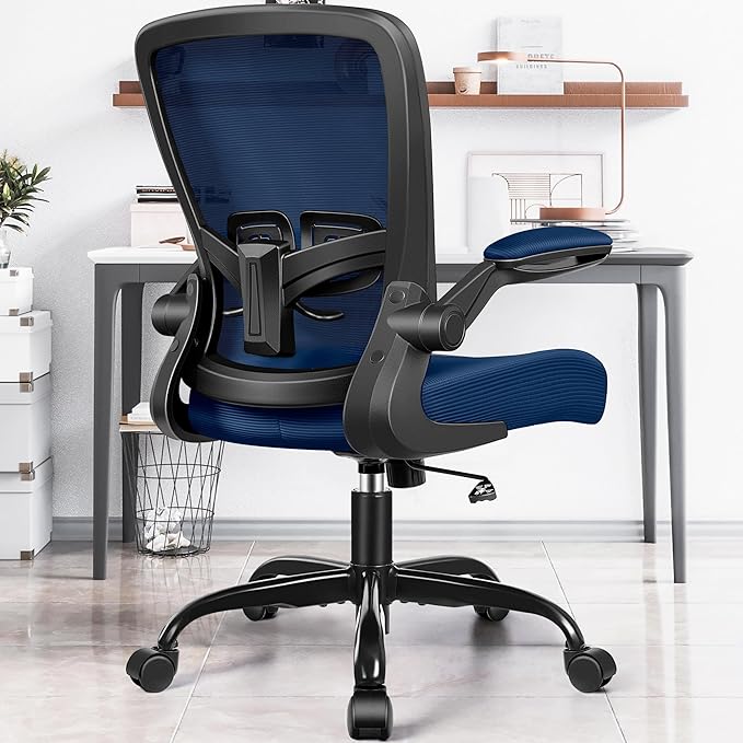 FelixKing Office Chair, Ergonomic Desk Chair with Adjustable Height and Lumbar Support Swivel Desk Computer Chair with Flip up Armrests for Conference Room (Navy)