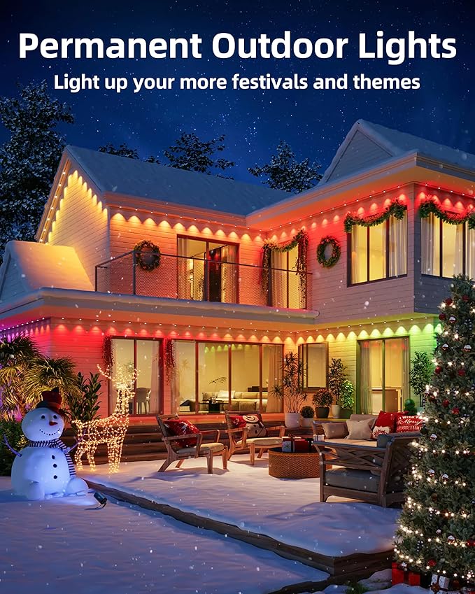 111FT Permanent Outdoor Lights,72 RGB Eaves Lights with App Control Remote, IP65 Waterproof Eternity Eaves Lighting, Outdoor Light for Outside Roofline Decor, Party, Holiday Xmas