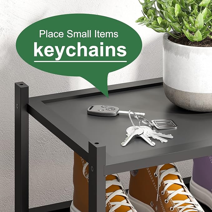 3-Tier Black Bamboo Shoe Rack for Entryway, Stackable | Foldable | Natural, Shoe Organizer for Hallway Closet, Free Standing Shoe Racks for Indoor Outdoor