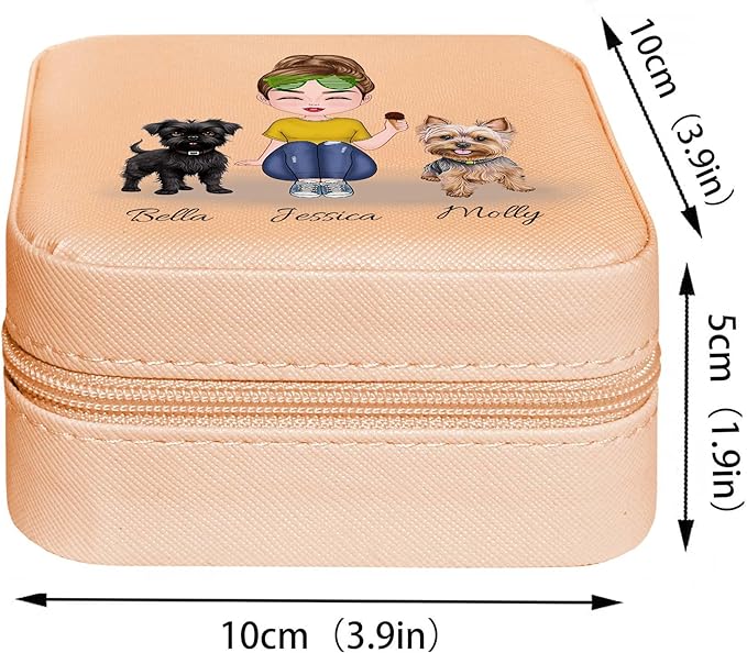 ODB Personalized Portable Travel Jewelry Box, Travel Essentials for Women, Mini Travel Jewelry Organizer, Customized Small Travel Jewelry Case With Initials, Gift for Girls, Teen, Woman (Dog Lover)