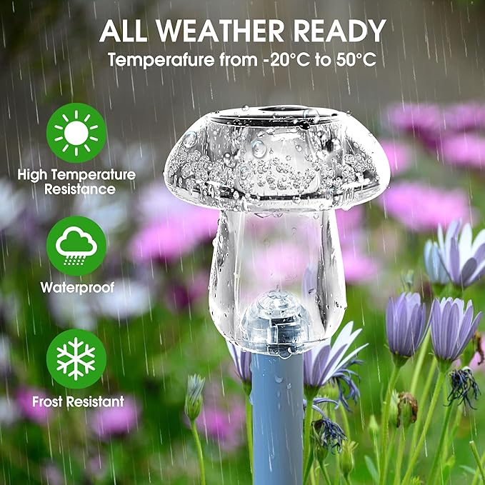 Solar Outdoor Lights, 8 Pack Waterproof Solar Mushroom Lights for Garden Yard Pathway Path Walkway Driveway Lawn Landscape Outside Decor（Warm White）