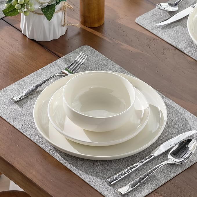 AmorArc Ceramic Dinnerware Sets of 4, Porcelain Plates and Bowls Sets, Scratch Resistant Dishes Set, Dishwasher & Microwave & Oven Safe Dishware Service for 4,12 pcs