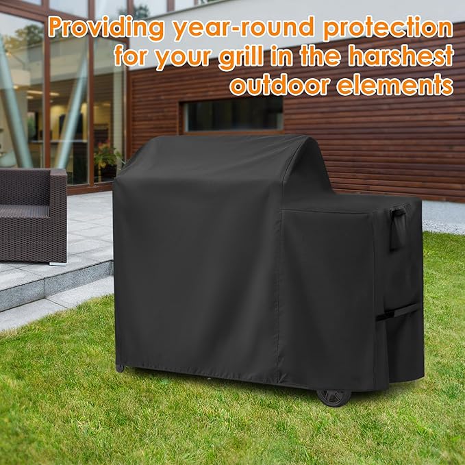 Grill Cover for Traeger Woodridge Electric Wood, 600D Waterproof Cover for Traeger Woodridge Grill, Pellet Smoker Grill Covers Accessory, 52" L x 28" W x 46" H