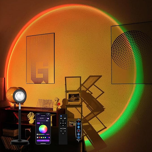 Sunset Lamp Projector with Remote Control, Multiple Colors LED APP Control Sunset Light Three Control Methods Night Light for Room Decor/Christmas Gifts/Photography/Party/Bedroom Decor