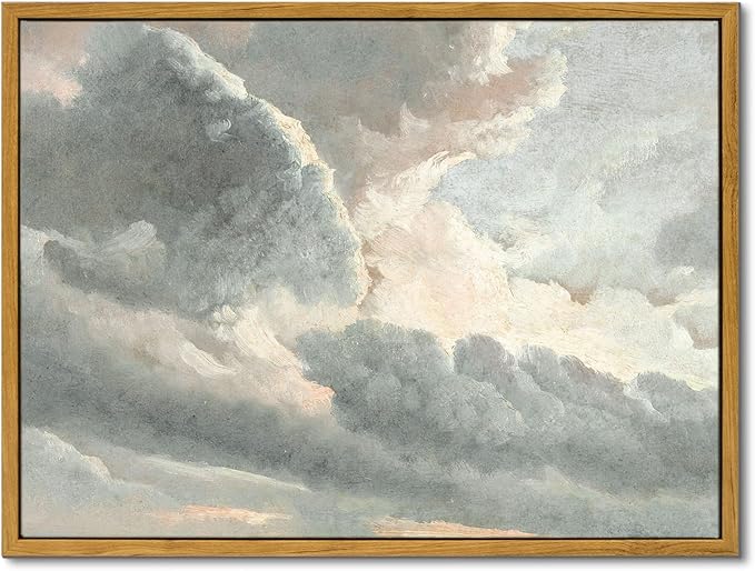 InSimSea Framed Canvas Wall Art Vintage Decor, Room Decor Classical Oil Painting Canvas Prints Study of Clouds with a Sunset near Rome Vintage Landscape Wall Art Home Decor, 12"x16"