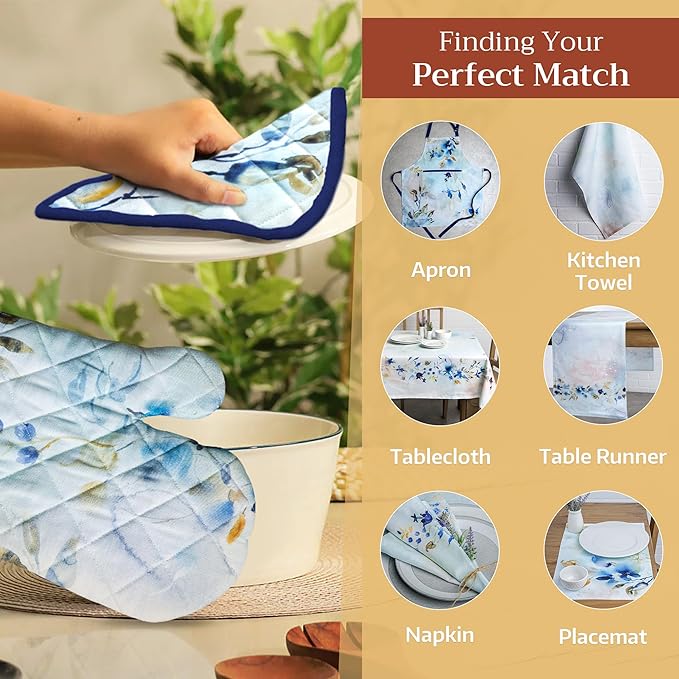 Maison d' Hermine Pot Holders 100% Cotton Heat Resistant Potholders 8" x 8" Hot Pads with Loop BBQ, Cooking, Baking, Grilling, Kitchen, Handling Hot Pans Spring/Summer (Pack of 1, Lazy Summer Days)