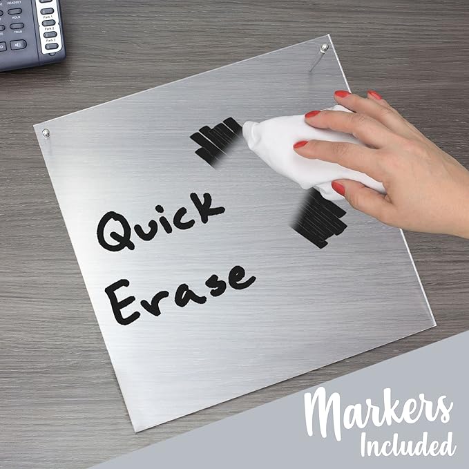 Desk Dry Erase Board with Erasable Marker | White, Black, Clear Acrylic Whiteboard Surface | Angled Writing Tablet | Personal Organizer with Daily Schedules | Weekly to-Do Lists (Clear - 12x16)