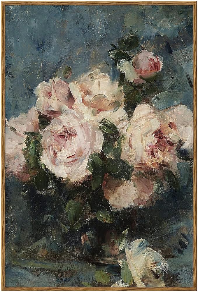 InSimSea Framed Wall Art for Living Room Flower Wall Art Home Decor Roses Vintage Botanical Prints Floral Paintings Canvas Art Wall Decor Floral Home Decor Canvas Prints for Bedroom Office 16x24in
