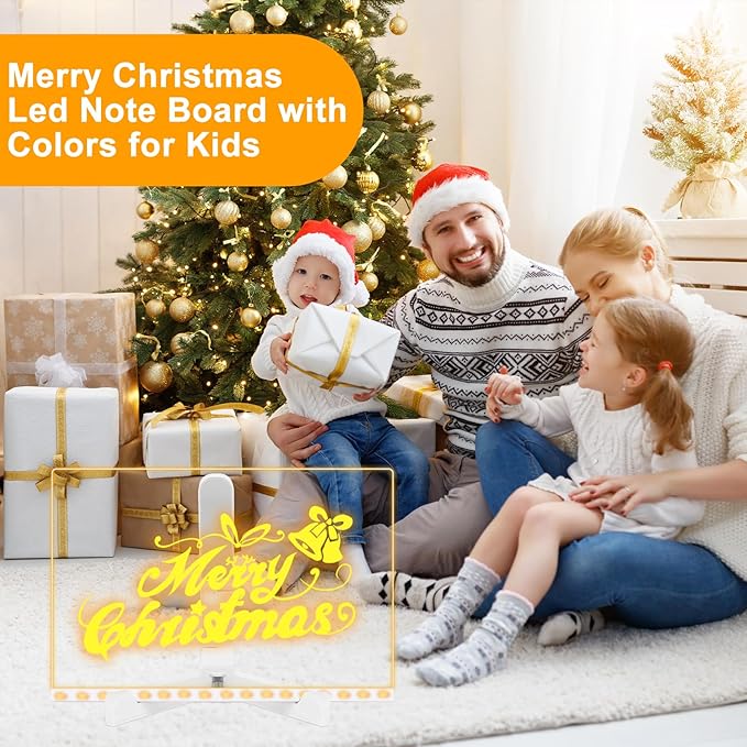 Led Note Board with Colors, 11.8 X 7.9” Acrylic Dry Erase Board with Light, Acrylic Lighted Memo Board with Adjustable Stand, LED Light-Up Message Note Board with 12 Pen for Office School Home