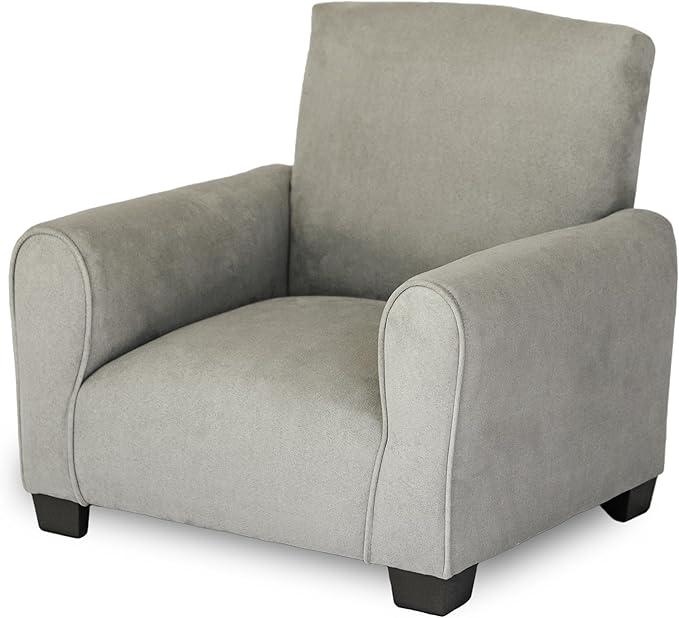 Kid Rocking Chair for Toddlers, Child Chair for Little Kids, Upholstered Toddler Armchair for Children, Comfy and Cute Little Kid Chairs (Legs, Grey)