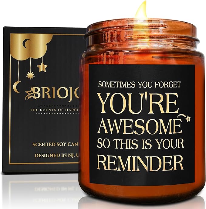 Inspirational Gift Candles for Women Men - Birthday, Appreciation, Thank You, Relaxing Gift for Her Friend Coworker Sister Son - You're Awesome Natural Soy Mahogany Teakwood Candle for Home