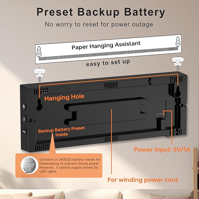 JALL 12'' Large Digital Wall Clock, Big LED Number Dispaly, RGB Colors, DST, Night Light for Classroom Living Room Bedroom Mounted Birthday Xmas Gift for Senior, Mem Womem (White Font, 12 inches)