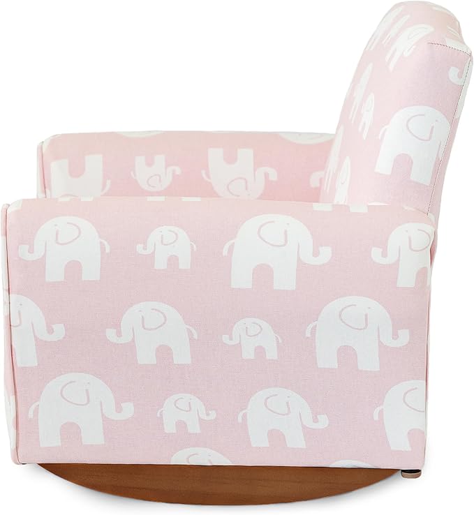 Toddler Personalized Armchair, Kids Upholstered Rocking Chair with Personalization, Toddler Chair with Personalized Name, Comfy Child Armchair, (Pink Elephants Print, Rockers)