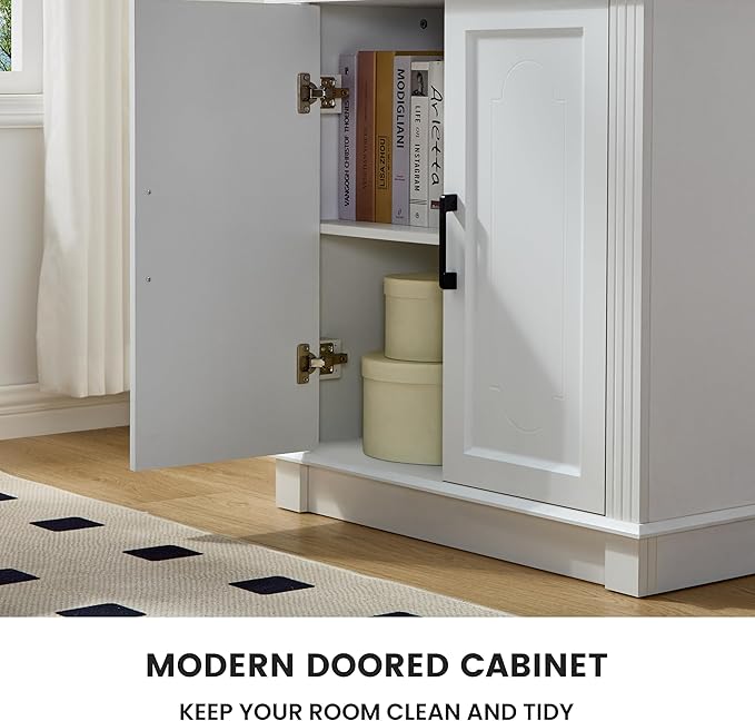 White 5 Tier Book Shelf and Bookshelf with Storage Cabinet Doors, 72 Inch Tall Bookcase, Wooden Cube Storage Organizer, Kids Bookshelf, Display Cabinet for Bedroom Furniture, Living Room, Pantry