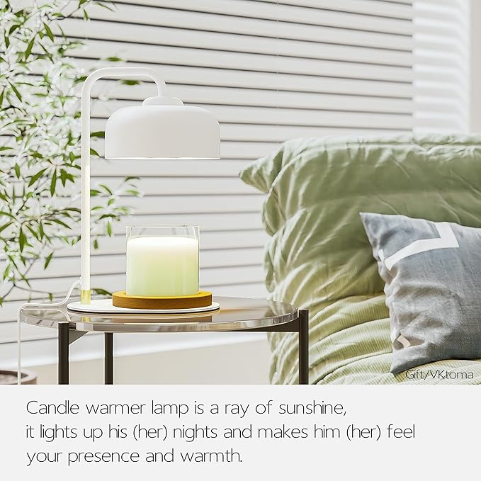 Candle Warmer Lamp with Timer, Electric Candle Warmer Lamp for Jar Candles, Home Decor Keepsake Candle Lamp Warmer with 2 Halogen Bulbs (White)