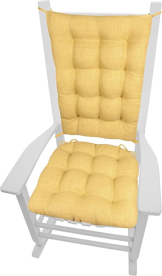 Rave Yellow Gold Porch Rocker Cushion Set- Small - Indoor-Outdoor: Fade Resistant, Weatherproof - Latex Foam Filled Rocking Chair Seat Cushion & Backrest Pad Set - Solid Color