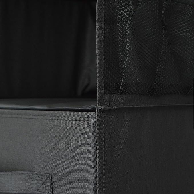 6-Shelf Hanging Closet Organizer with Drawers, Wardrobe Clothes Storage Foldable Portable Hanging Closet Shelves for Clothes Shoes, 47"x13.75"x12.25", Black