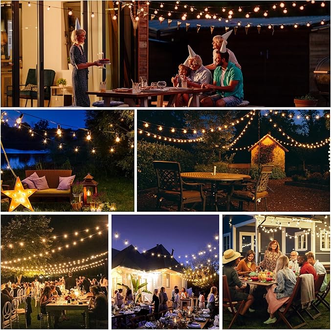 G40 Solar String Lights Outdoor with Remote 60 FT, USB & Solar Dual Charging, Waterproof, 8 Modes 3 Timers, 20+2 LED Shatterproof Bulbs, Dimmable Solar Light for Camping Backyard Bistro Porch Garden