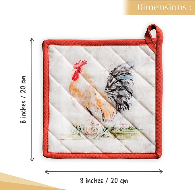 Maison d' Hermine Campagne 100% Cotton Pot Holder, 8 - inch by 8 - inch.