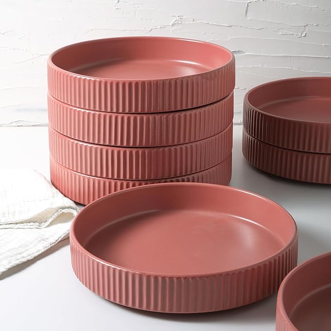 Christian Siriano Lusso 32-Piece Dinnerware Set Stoneware, Redwood