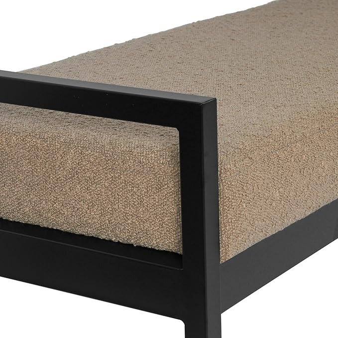 HomePop Modern Metal Bench|Bench for Living Room & Bedroom | Decorative Home Furniture - Brown Boucle