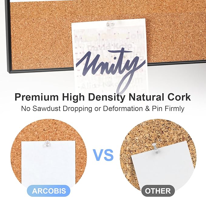 ARCOBIS Dry Erase Calendar with Cork Board for Wall, 36"x 24" Magnetic Calendar Whiteboard with Black Frame, Monthly Combination Board for School, Home, Office