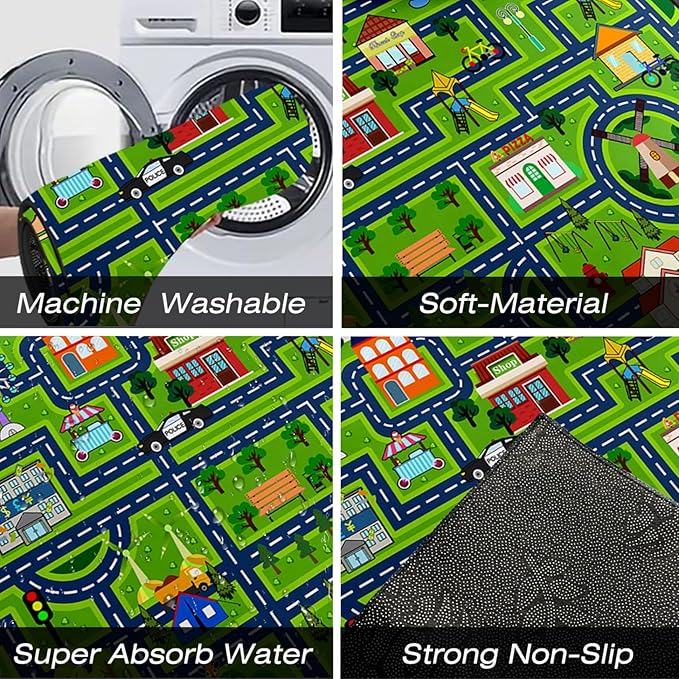 Car Rugs for Kids - Car Track Carpet for Boys Road Rug for Bedroom Road Map Carpet for Kids Toy Play Mat Farm, 4. 5x6 Feet